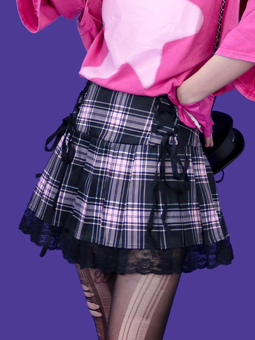 Ryoko! lace check skirt