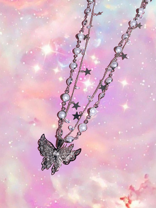 milky butterfly necklace
