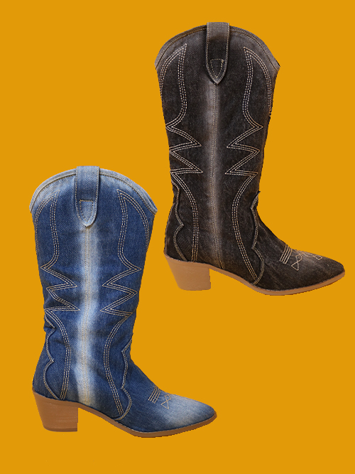 denim stitch worston boots (6cm/2color)