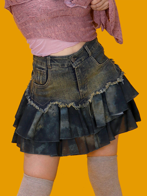 chunky denim skirt (속바지)