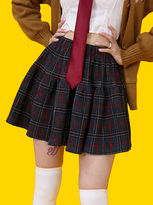 checky banding skirt (속바지/2color)
