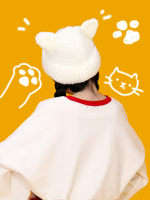 pposong  cat beanie hat (4color)