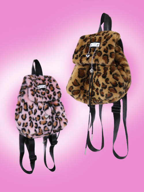 pompom leopard backpack (2color)
